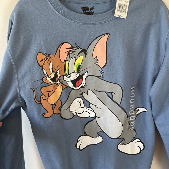 Tom And Jerry Graphic Crewneck Sweatshirt Blue Juniors Size Medium NWT’s - Picture 5 of 10